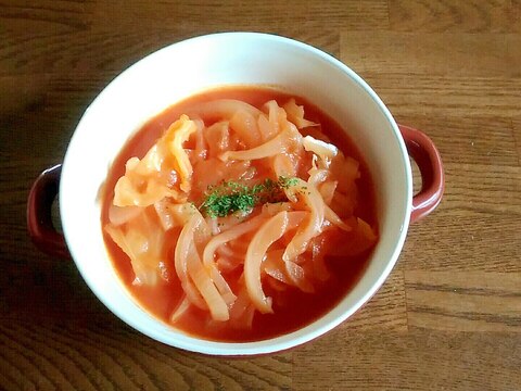 トマトジュースと豆乳の簡単野菜たっぷりスープ